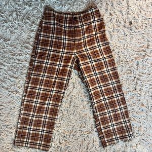 Brandy Melville plaid brown Capri pants
